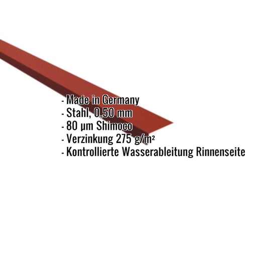 Traufenblech | 8 x 3 cm | 95° | Stahl 0,50 mm | 80 µm Shimoco | 3009 - Oxidrot #2