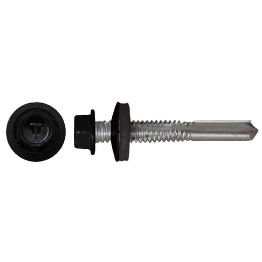 Verzinkte Schrauben | Für Montage Tiefsicke auf Stahlkonstruktion | 5,5 x 32 mm D14 | Tiefschwarz #1