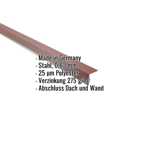 Wandanschluss | 16 x 11,5 cm | 95° | Stahl 0,63 mm | 25 µm Polyester | 8012 - Rotbraun #2