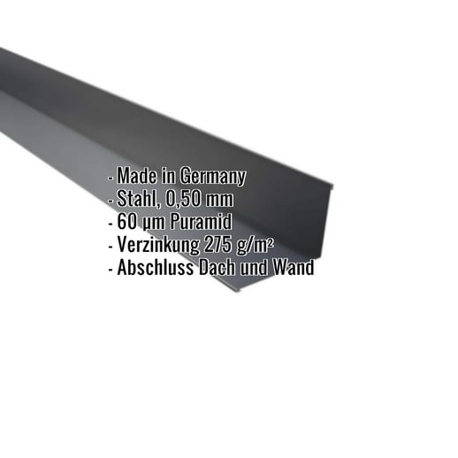 Wandanschluss | 16 x 11,5 cm | 95° | Stahl 0,50 mm | 60 µm Puramid | 7016 - Anthrazitgrau #2