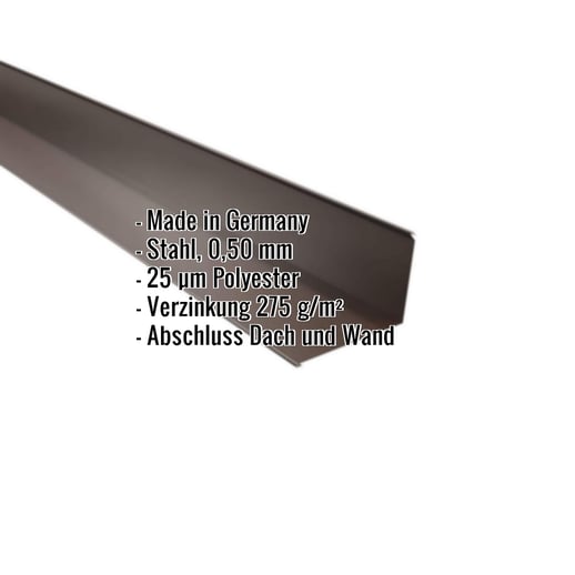 Wandanschluss | 22 x 15 cm | 95° | Stahl 0,50 mm | 25 µm Polyester | 8014 - Sepiabraun #2