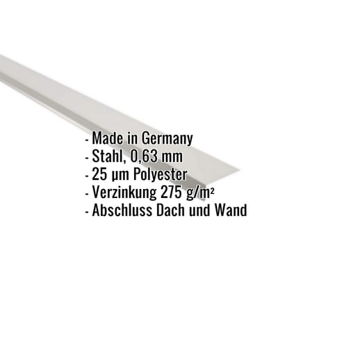 Wandanschluss | 22 x 15 cm | 95° | Stahl 0,63 mm | 25 µm Polyester | 9006 - Weißaluminium #2