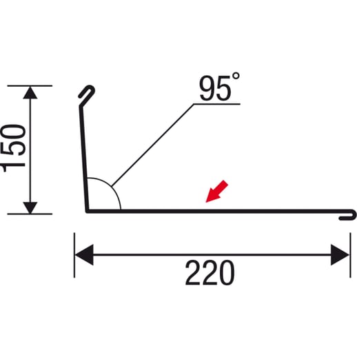 Wandanschluss | 22 x 15 cm | 95° | Stahl 0,75 mm | 25 µm Polyester | 9006 - Weißaluminium #6