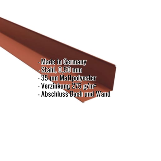 Wandanschluss | 22 x 15 cm | 95° | Stahl 0,50 mm | 35 µm Mattpolyester | 75 - Ziegelrot #2