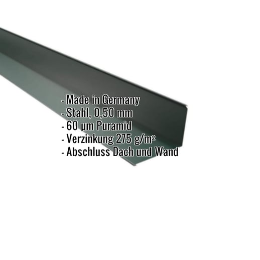 Wandanschluss | 22 x 15 cm | 95° | Stahl 0,50 mm | 60 µm Puramid | 6005 - Moosgrün #2