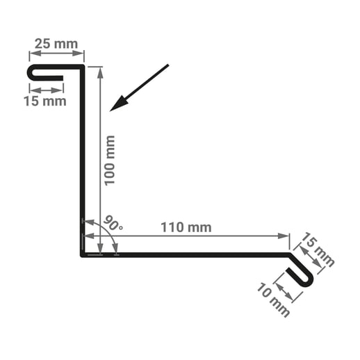 Wandanschluss | Typ 1 | 10 cm x 11 cm x 2,00 m | 90° | Stahl 0,50 mm | 50 µm PURLAK® | 8012 - Rotbraun #3