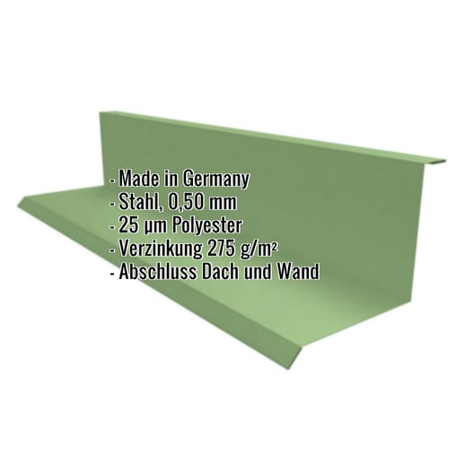 Wandanschluss | Typ 1 | 10 cm x 11 cm x 2,00 m | 90° | Stahl 0,50 mm | 25 µm Polyester | 6011 - Resedagrün #2