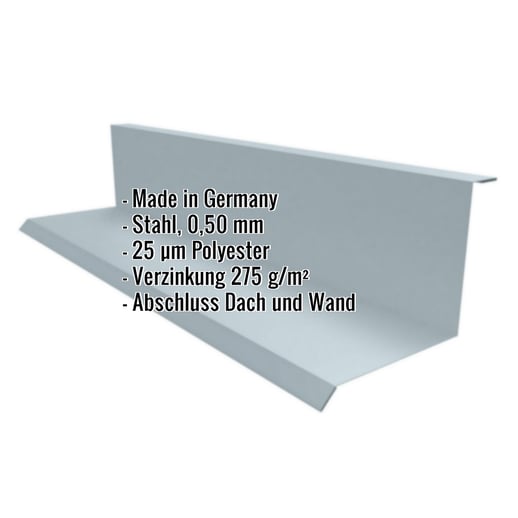 Wandanschluss | Typ 1 | 10 cm x 11 cm x 2,00 m | 90° | Stahl 0,50 mm | 25 µm Polyester | 7000 - Fehgrau #2