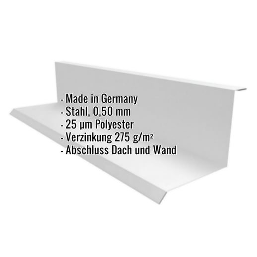 Wandanschluss | Typ 1 | 10 cm x 11 cm x 2,00 m | 90° | Stahl 0,50 mm | 25 µm Polyester | 9006 - Weißaluminium #2