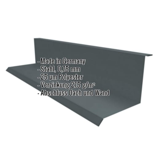 Wandanschluss | Typ 1 | 10 cm x 11 cm x 2,00 m | 90° | Stahl 0,75 mm | 25 µm Polyester | 7016 - Anthrazitgrau #2