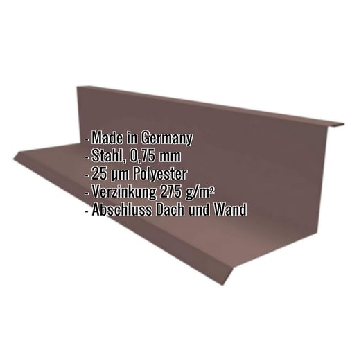 Wandanschluss | Typ 1 | 10 cm x 11 cm x 2,00 m | 90° | Stahl 0,75 mm | 25 µm Polyester | 8017 - Schokoladenbraun #2