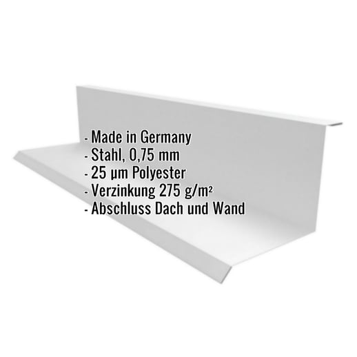 Wandanschluss | Typ 1 | 10 cm x 11 cm x 2,00 m | 90° | Stahl 0,75 mm | 25 µm Polyester | 9006 - Weißaluminium #2