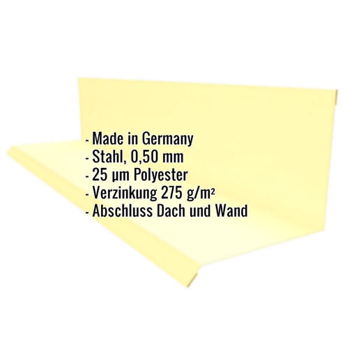 Wandanschluss | Typ 2 | 10 cm x 11 cm x 2,00 m | 90° | Stahl 0,50 mm | 25 µm Polyester | 1015 - Hellelfenbein #2