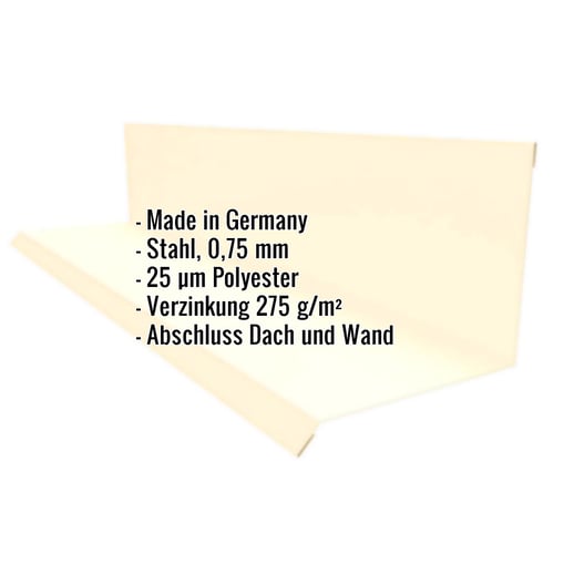 Wandanschluss | Typ 2 | 10 cm x 11 cm x 2,00 m | 90° | Stahl 0,75 mm | 25 µm Polyester | 1015 - Hellelfenbein #2