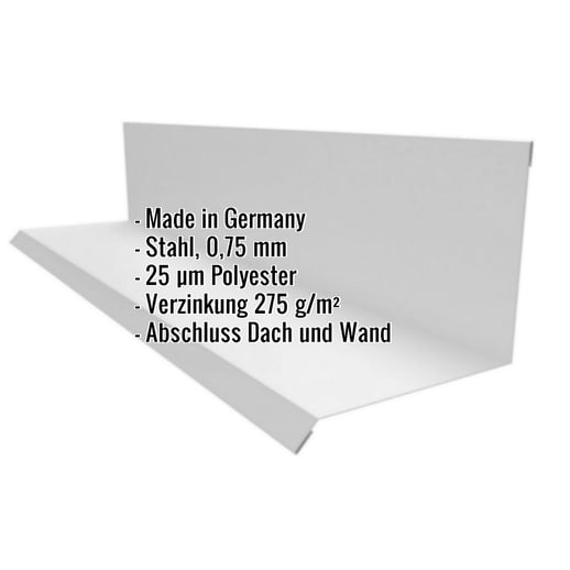 Wandanschluss | Typ 2 | 10 cm x 11 cm x 2,00 m | 90° | Stahl 0,75 mm | 25 µm Polyester | 9006 - Weißaluminium #2