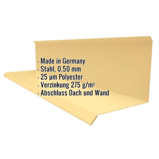 Wandanschluss | Typ 3 | 10 cm x 11 cm x 2,00 m | 90° | Stahl 0,50 mm | 25 µm Polyester | 1002 - Sandgelb #2