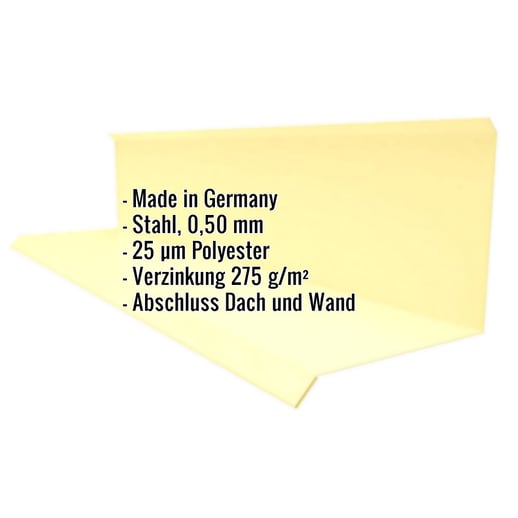 Wandanschluss | Typ 3 | 10 cm x 11 cm x 2,00 m | 90° | Stahl 0,50 mm | 25 µm Polyester | 1015 - Hellelfenbein #2