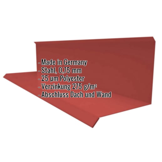 Wandanschluss | Typ 3 | 10 cm x 11 cm x 2,00 m | 90° | Stahl 0,75 mm | 25 µm Polyester | 028 - Kirschrot #2