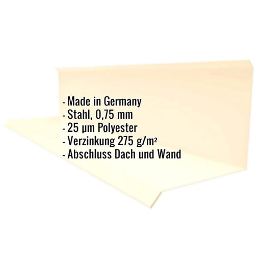 Wandanschluss | Typ 3 | 10 cm x 11 cm x 2,00 m | 90° | Stahl 0,75 mm | 25 µm Polyester | 1015 - Hellelfenbein #2