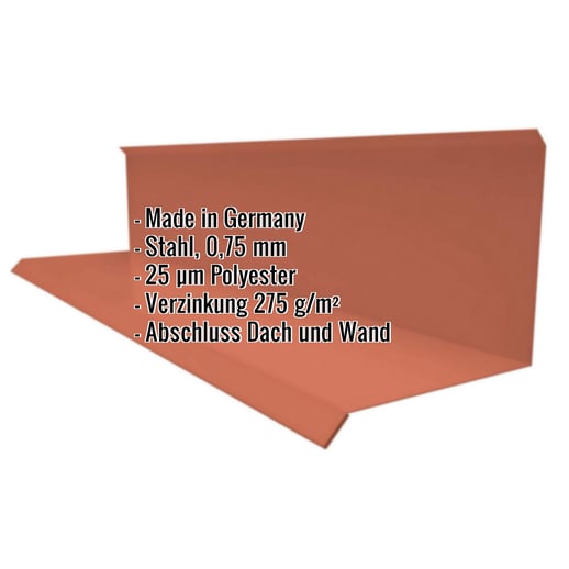 Wandanschluss | Typ 3 | 10 cm x 11 cm x 2,00 m | 90° | Stahl 0,75 mm | 25 µm Polyester | 8004 - Kupferbraun #2