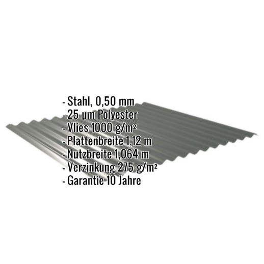 Wellblech 18/1064 | Dach | Anti-Tropf 1000 g/m² | Stahl 0,50 mm | 25 µm Polyester | 6020 - Chromoxidgrün #2