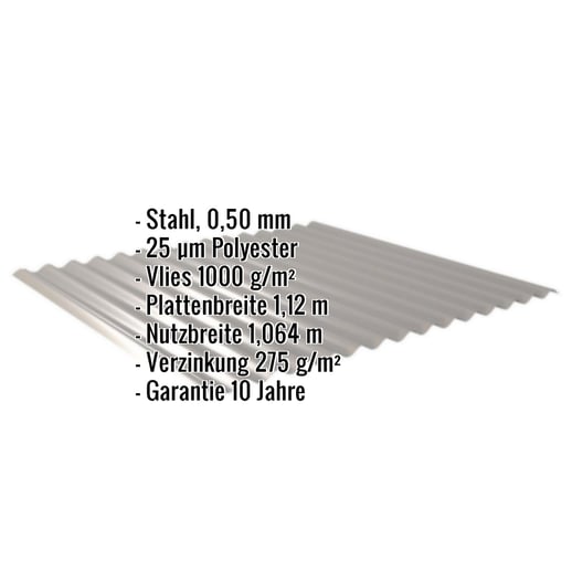 Wellblech 18/1064 | Dach | Anti-Tropf 1000 g/m² | Stahl 0,50 mm | 25 µm Polyester | 9007 - Graualuminium #2