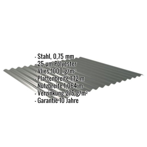 Wellblech 18/1064 | Dach | Anti-Tropf 1000 g/m² | Stahl 0,75 mm | 25 µm Polyester | 6020 - Chromoxidgrün #2