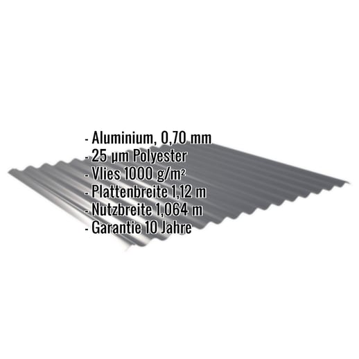 Wellblech 18/1064 | Dach | Anti-Tropf 1000 g/m² | Aluminium 0,70 mm | 25 µm Polyester | 7016 - Anthrazitgrau #2