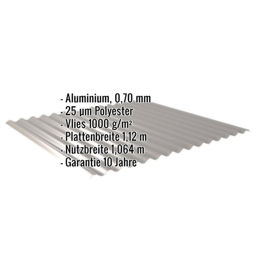 Wellblech 18/1064 | Dach | Anti-Tropf 1000 g/m² | Aluminium 0,70 mm | 25 µm Polyester | 9007 - Graualuminium #2