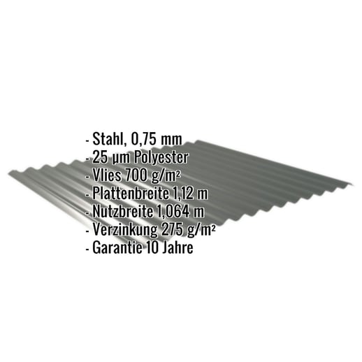 Wellblech 18/1064 | Dach | Anti-Tropf 700 g/m² | Stahl 0,75 mm | 25 µm Polyester | 6020 - Chromoxidgrün #2