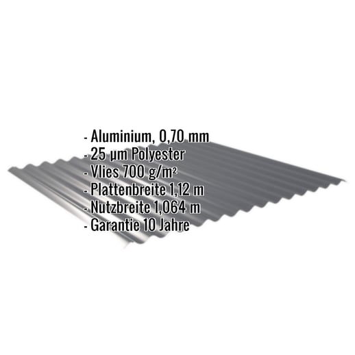 Wellblech 18/1064 | Dach | Anti-Tropf 700 g/m² | Aluminium 0,70 mm | 25 µm Polyester | 7016 - Anthrazitgrau #2