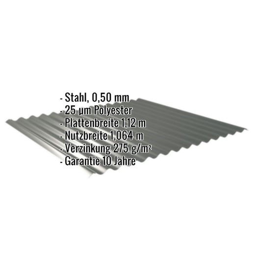 Wellblech 18/1064 | Dach | Stahl 0,50 mm | 25 µm Polyester | 6020 - Chromoxidgrün #2