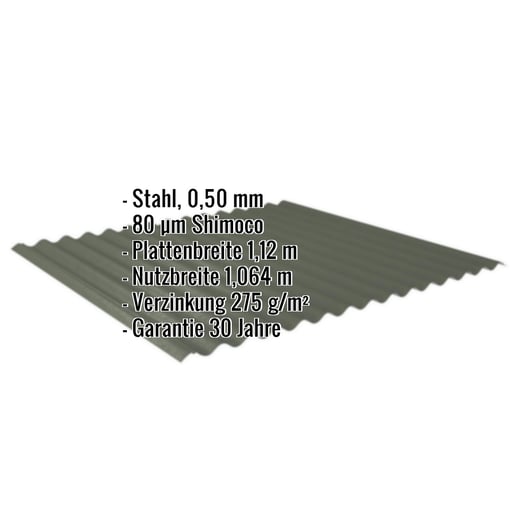 Wellblech 18/1064 | Dach | Stahl 0,50 mm | 80 µm Shimoco | 6020 - Chromoxidgrün #2