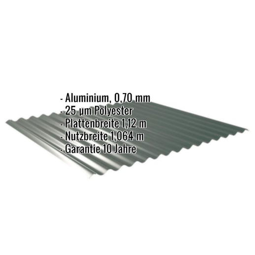 Wellblech 18/1064 | Dach | Aluminium 0,70 mm | 25 µm Polyester | 6005 - Moosgrün #2