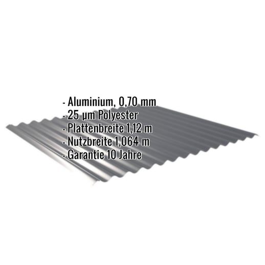 Wellblech 18/1064 | Dach | Aluminium 0,70 mm | 25 µm Polyester | 7016 - Anthrazitgrau #2