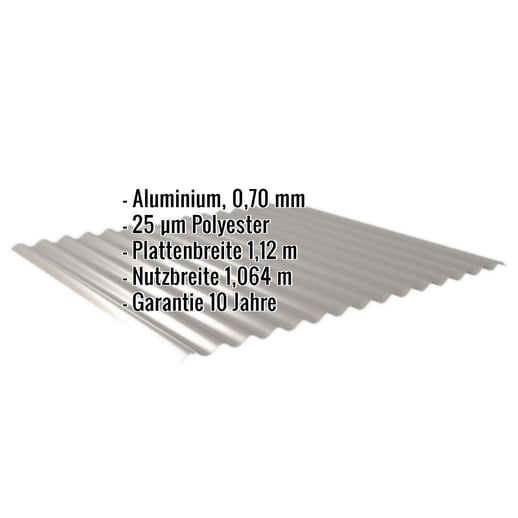 Wellblech 18/1064 | Dach | Aluminium 0,70 mm | 25 µm Polyester | 9007 - Graualuminium #2