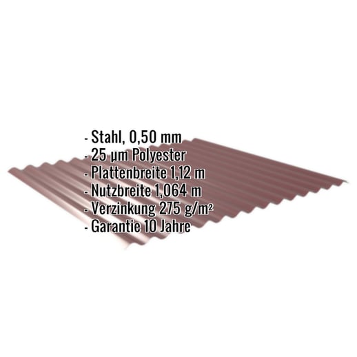 Wellblech 18/1064 | Wand | Stahl 0,50 mm | 25 µm Polyester | 3005 - Weinrot #2