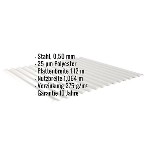 Wellblech 18/1064 | Wand | Stahl 0,50 mm | 25 µm Polyester | 9006 - Weißaluminium #2