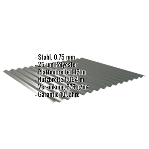 Wellblech 18/1064 | Wand | Stahl 0,75 mm | 25 µm Polyester | 6020 - Chromoxidgrün #2