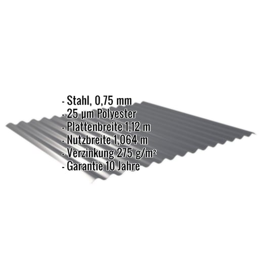 Wellblech 18/1064 | Wand | Stahl 0,75 mm | 25 µm Polyester | 7016 - Anthrazitgrau #2