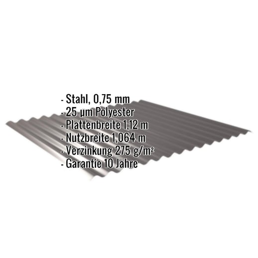 Wellblech 18/1064 | Wand | Stahl 0,75 mm | 25 µm Polyester | 8017 - Schokoladenbraun #2