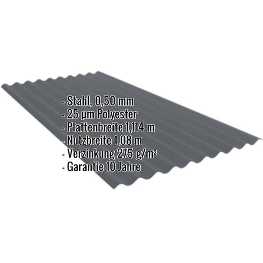 Wellblech PF25W | Wand | Stahl 0,50 mm | 25 µm Polyester | 7024 - Graphitgrau #2