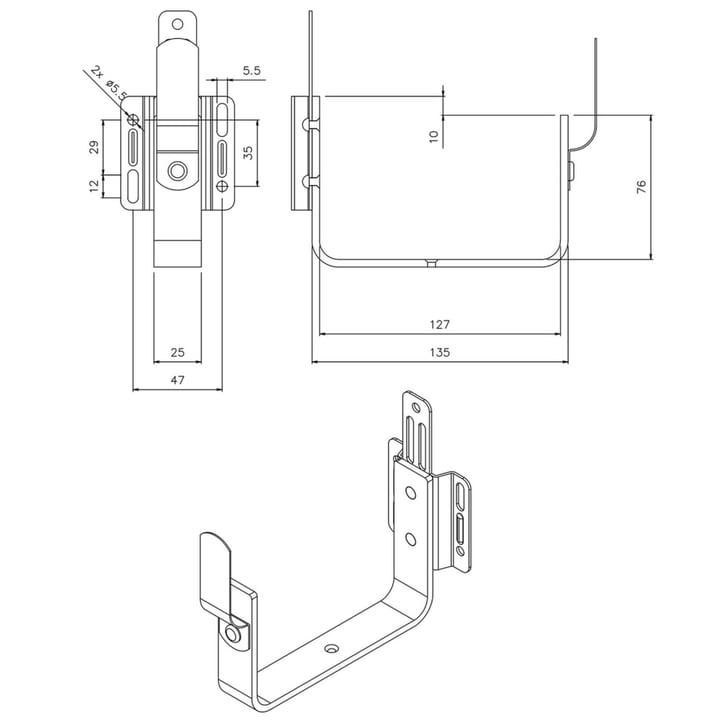 Konsolrinnenhalter Stahl | Ø 125 mm | 7016 - Anthrazitgrau Konsolrinnenhalter | Stahl | Ø 125 mm | 7016 - Anthrazitgrau #2