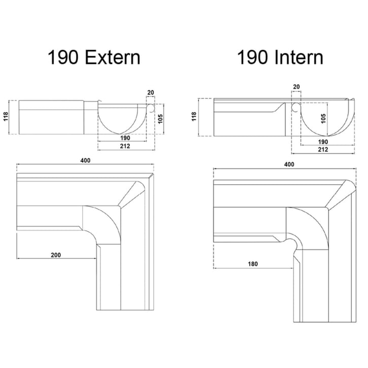 Rinneninnenwinkel 90° | Stahl | Ø 190 mm | Verzinkt #2
