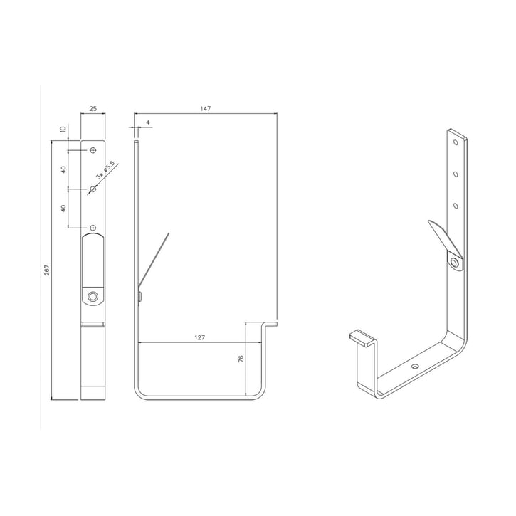 Universal Rinnenhalter Stahl | Ø 125 mm | 9005 - Tiefschwarz | Länge = 210 mm Universal Rinnenhalter | Stahl | Ø 125 mm | 9005 - Tiefschwarz | Länge = 210 mm #2