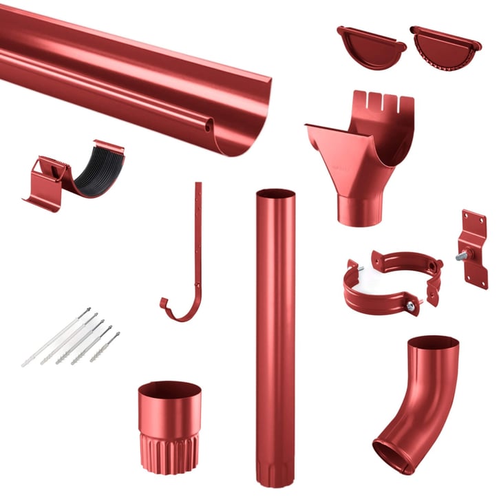 Stahl Dachrinnen Sparpaket 7 m | Ø 125/90 mm | 028 - Kirschrot #1
