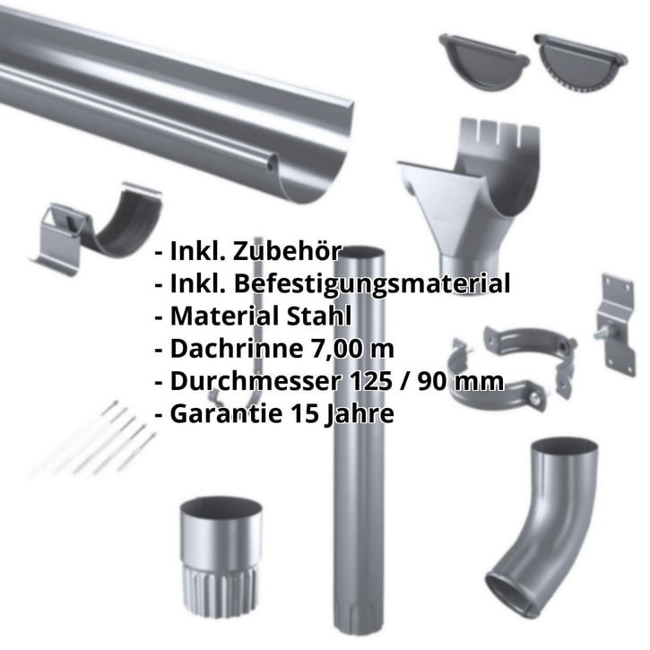 Stahl Dachrinnen Sparpaket 7 m | Ø 125/90 mm | 7024 - Graphitgrau #2