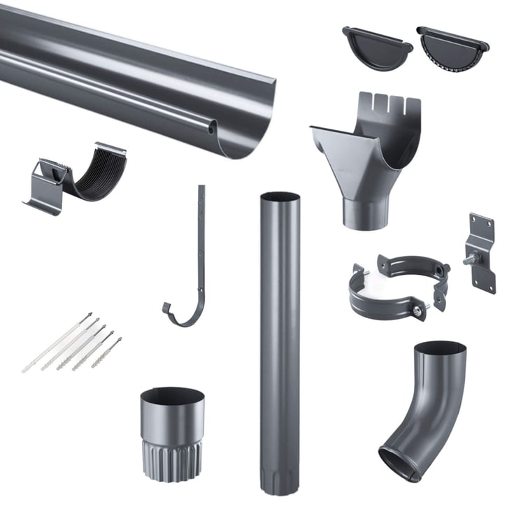 Stahl Dachrinnen Sparpaket 7 m | Ø 125/90 mm | 7024 - Graphitgrau #1
