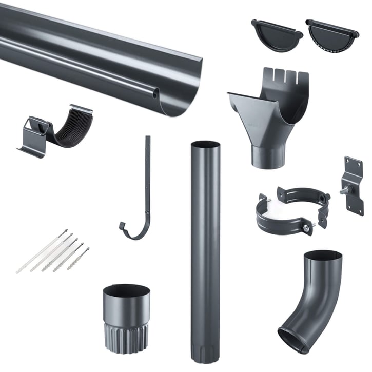 Stahl Dachrinnen Sparpaket 7 m | Ø 125/90 mm | 7016 - Anthrazitgrau #1