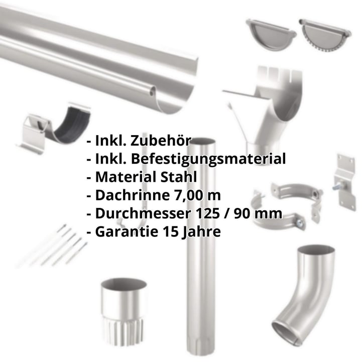 Stahl Dachrinnen Sparpaket 7 m | Ø 125/90 mm | 9007 - Graualuminium #2